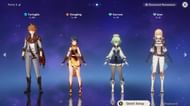 Genshin Impact party of Childe, Xiangling, Sucrose, and Jean.